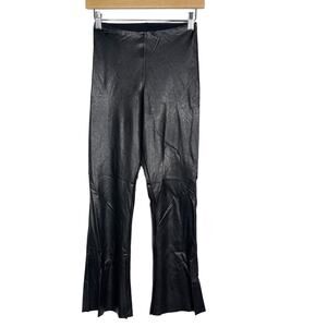 Commando Small S Black Faux Leather Flare Leggings Pants High Rise Waist